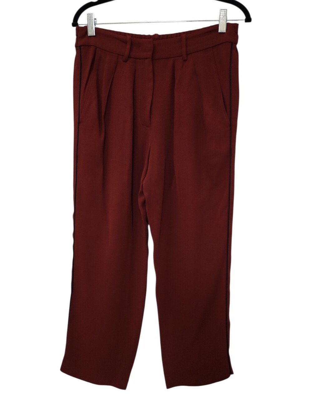 Isabel Marant Kessy Crepe Tapered Pants Pleated Trousers Deep Burgundy Sz  34/XS